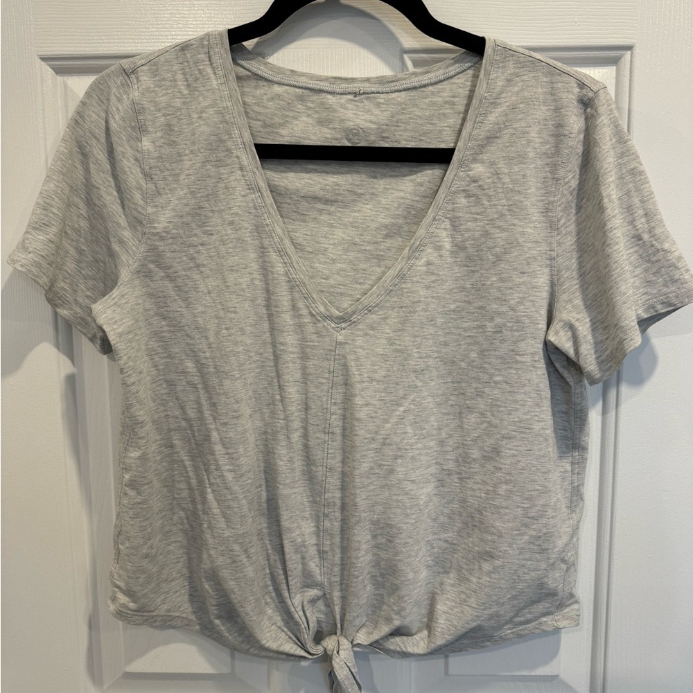 Lululemon Heather Gray V-Neck Tie-Front Women's Tee